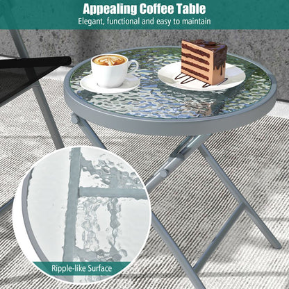 3 Pieces Patio Folding Chair Set Outdoor Metal Conversation Set New Era Fashion LLc