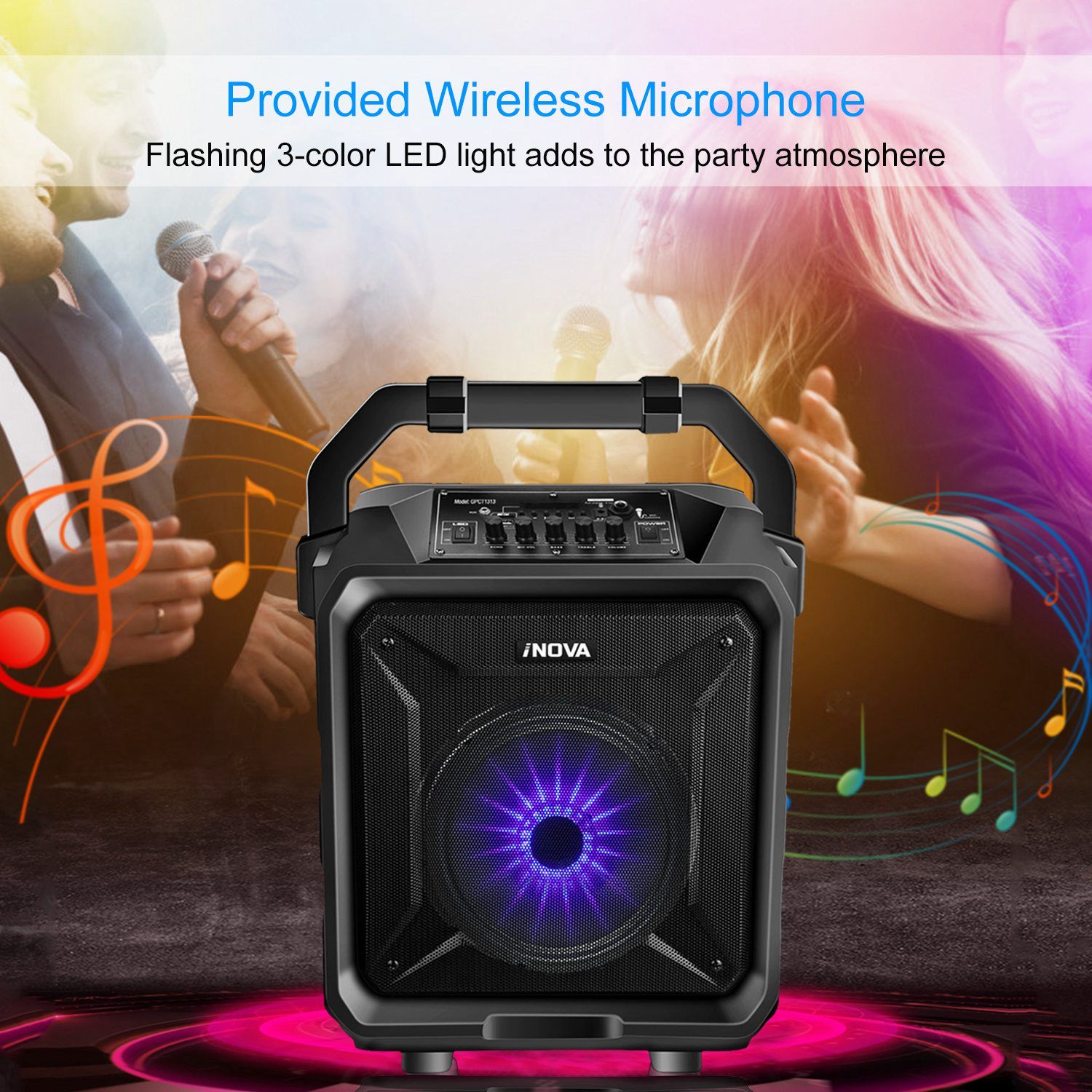 Portable Wireless Party Speaker with Disco Lighting New Era Fashion LLc