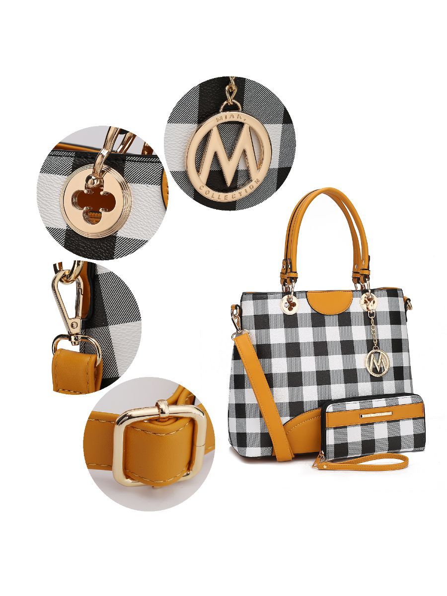 MKF Collection Gabriella Checkers Handbag with Wallet by Mia k New Era Fashion LLc