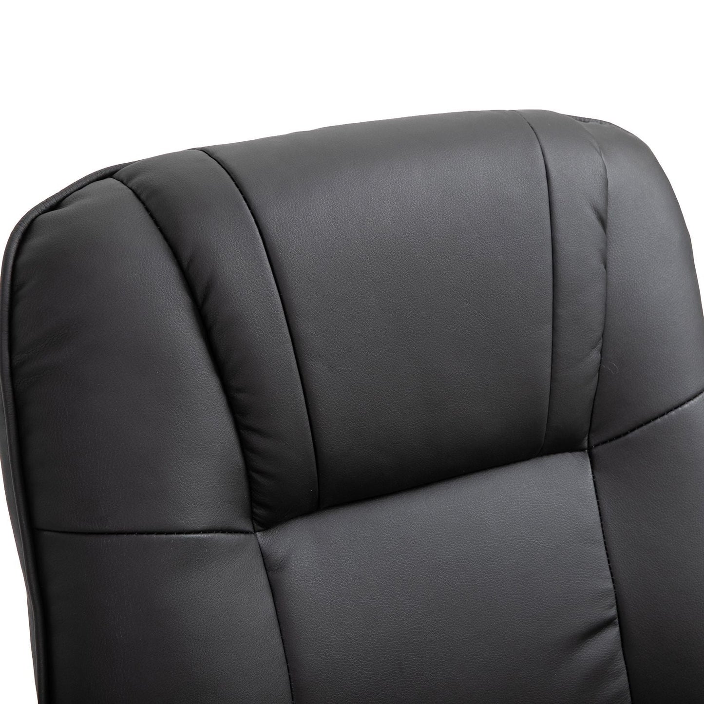 Living Room Relaxation: Black Faux Leather Swivel Recliner with Adjustable Footrest New Era Fashion LLc