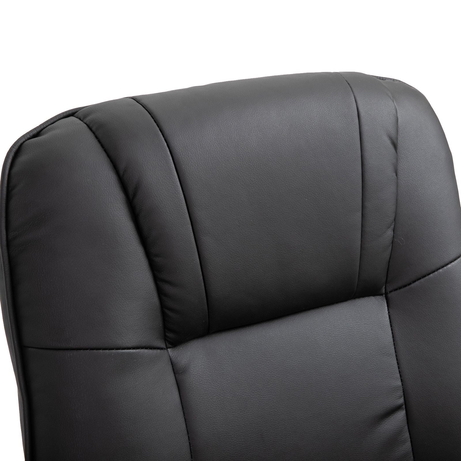 Living Room Relaxation: Black Faux Leather Swivel Recliner with Adjustable Footrest New Era Fashion LLc
