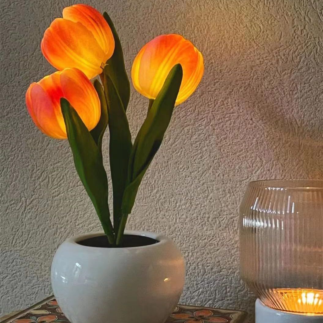 Tulip Lamp - LED Replica Tulip Table Lamp with Flower Vase for Desktop Decoration. Suitable for home, living room, desktop decoration, holiday gifts, atmosphere decoration lamps. Powered by USB New Era Fashion LLc