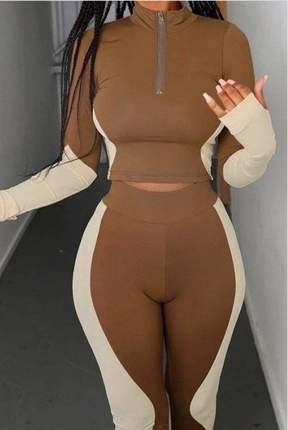 Fashion Two Pieces Activewear with Long Sleeve Crop Top with High Waist Leggings New Era Fashion LLc