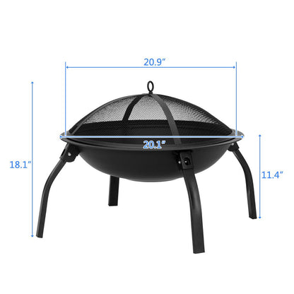 22" Iron Fire Pit Bowl Outdoor Backyard Patio Garden Burning Heater Black New Era Fashion LLc
