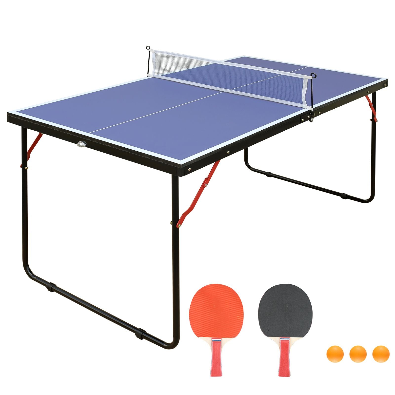 Table Tennis Table Foldable & Portable Ping Pong Table Set with Net and 2 Ping Pong Paddles for Indoor Outdoor Game New Era Fashion LLc