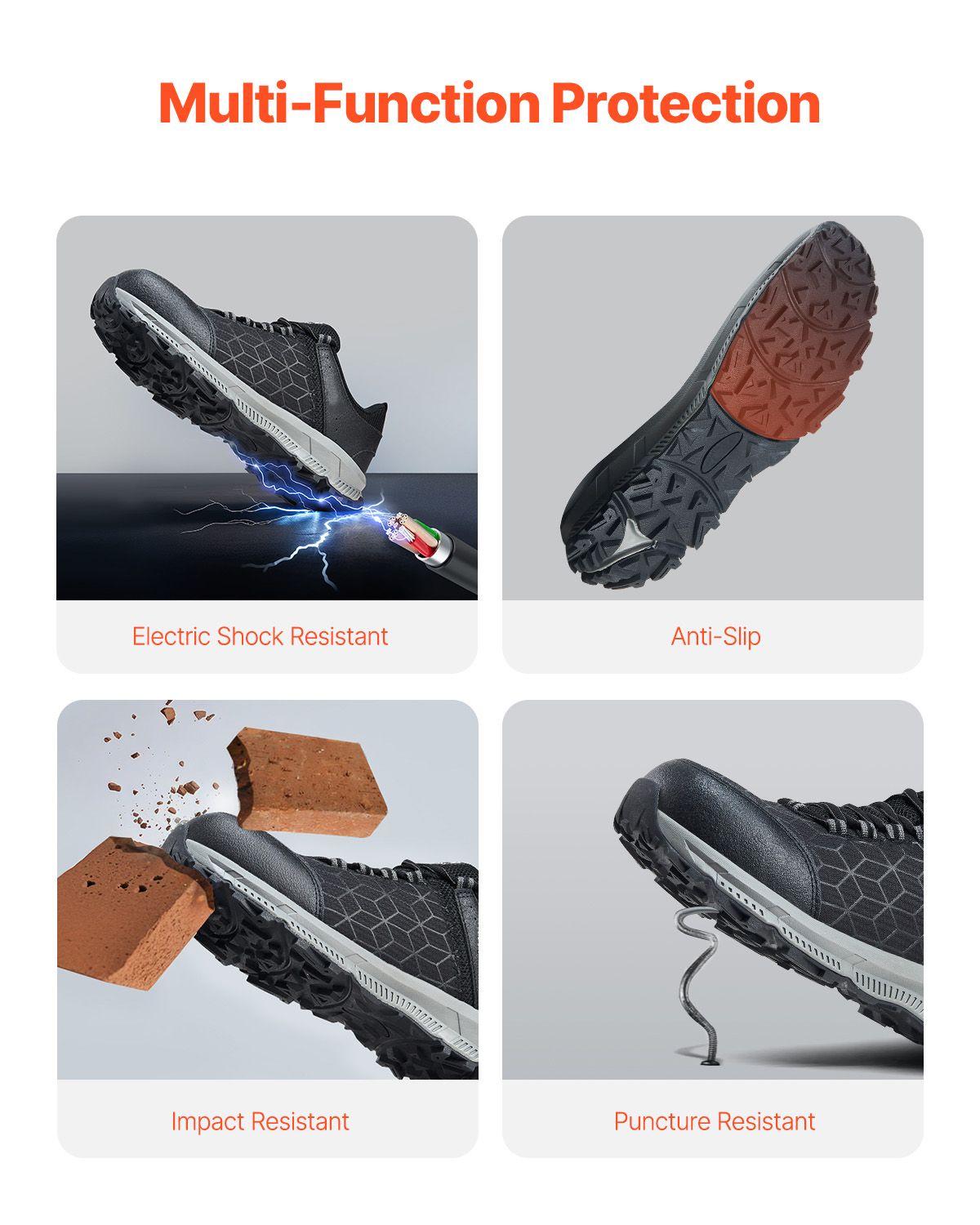 Steel Toe Shoes for Men, US Size 8.5 Wide, Men's Cushion Sport Safety Toe Athletic Work Shoe, Indestructible Safety Sneakers Lightweight,Breathable Industry Construction Work Shoes, Black New Era Fashion LLc