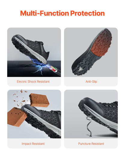 Steel Toe Shoes for Men, US Size 8.5 Wide, Men's Cushion Sport Safety Toe Athletic Work Shoe, Indestructible Safety Sneakers Lightweight,Breathable Industry Construction Work Shoes, Black New Era Fashion LLc