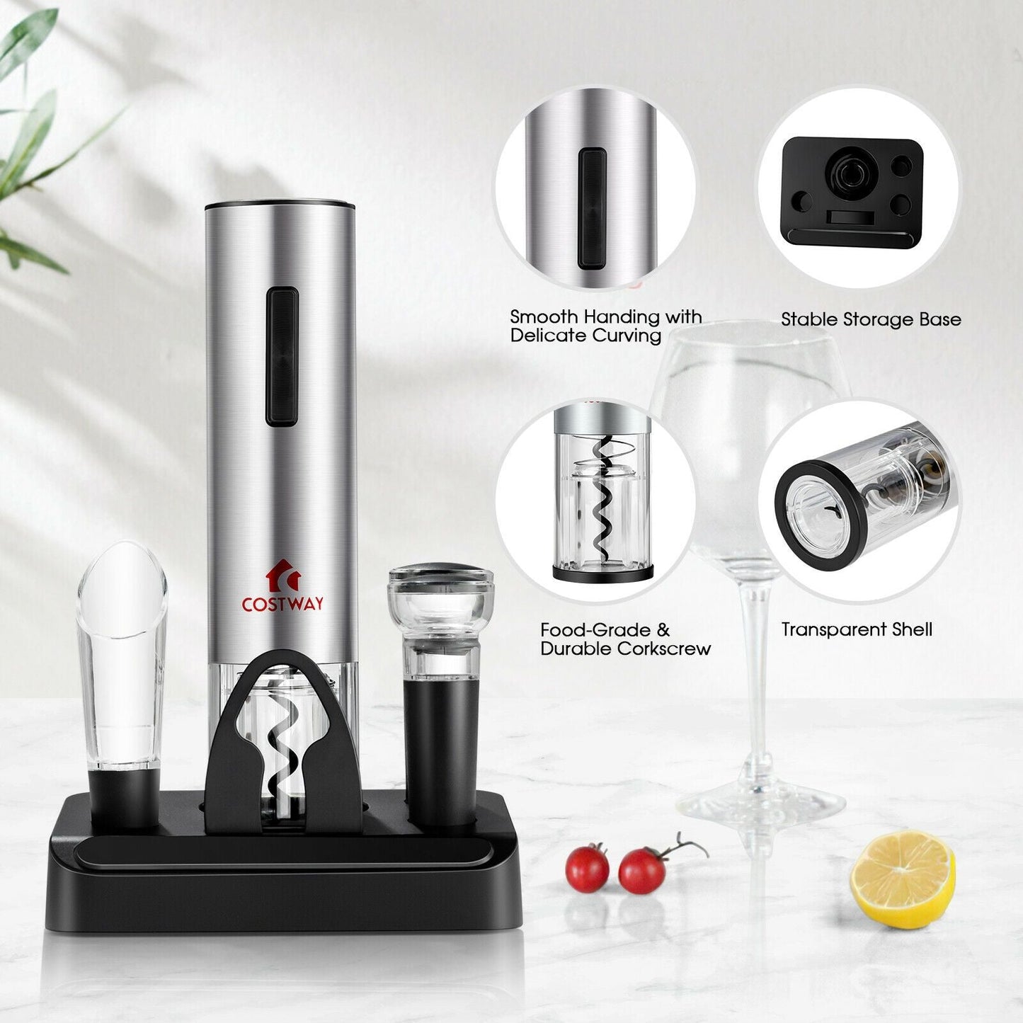 6-in-1 Electric Wine Bottle Opener Set with Foil Cutter New Era Fashion LLc