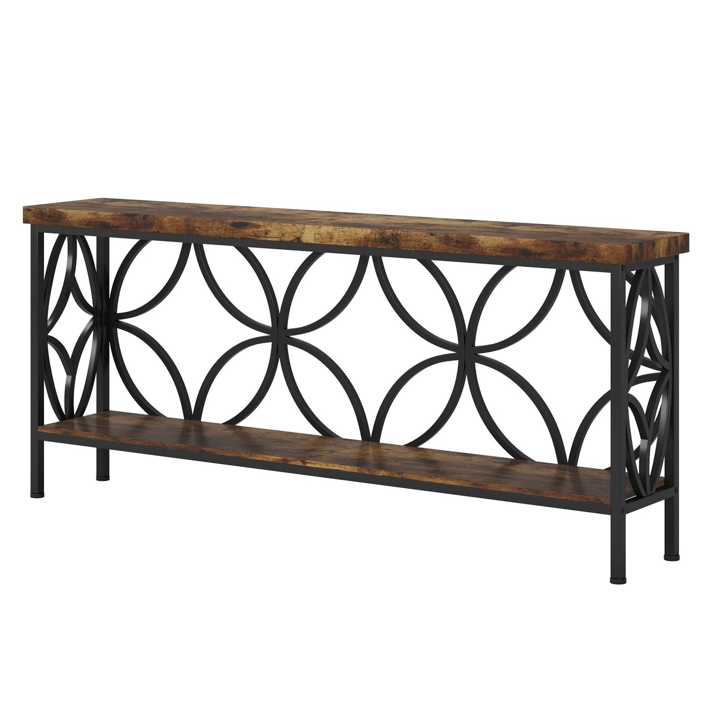 2-Tier Console Table, Industrial Sofa Table Behind Couch New Era Fashion LLc