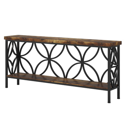 2-Tier Console Table, Industrial Sofa Table Behind Couch New Era Fashion LLc