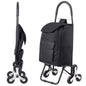 Stair Climber Trolley Dolly, 36L Folding Shopping Cart, Grocery Cart Trolley Laundry Stair Climbing Handcart with 6 Wheels & Oxford Cloth Bag, Foldable Cart for Shopping Grocery Laundry, Black New Era Fashion LLc