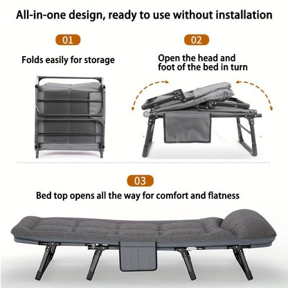 1-pack American style patio folding bed, outdoor patio furniture, comfortable ergonomic single recliner, patio chaise folding bed with mattress, garden, patio furniture, portable patio office camping New Era Fashion LLc