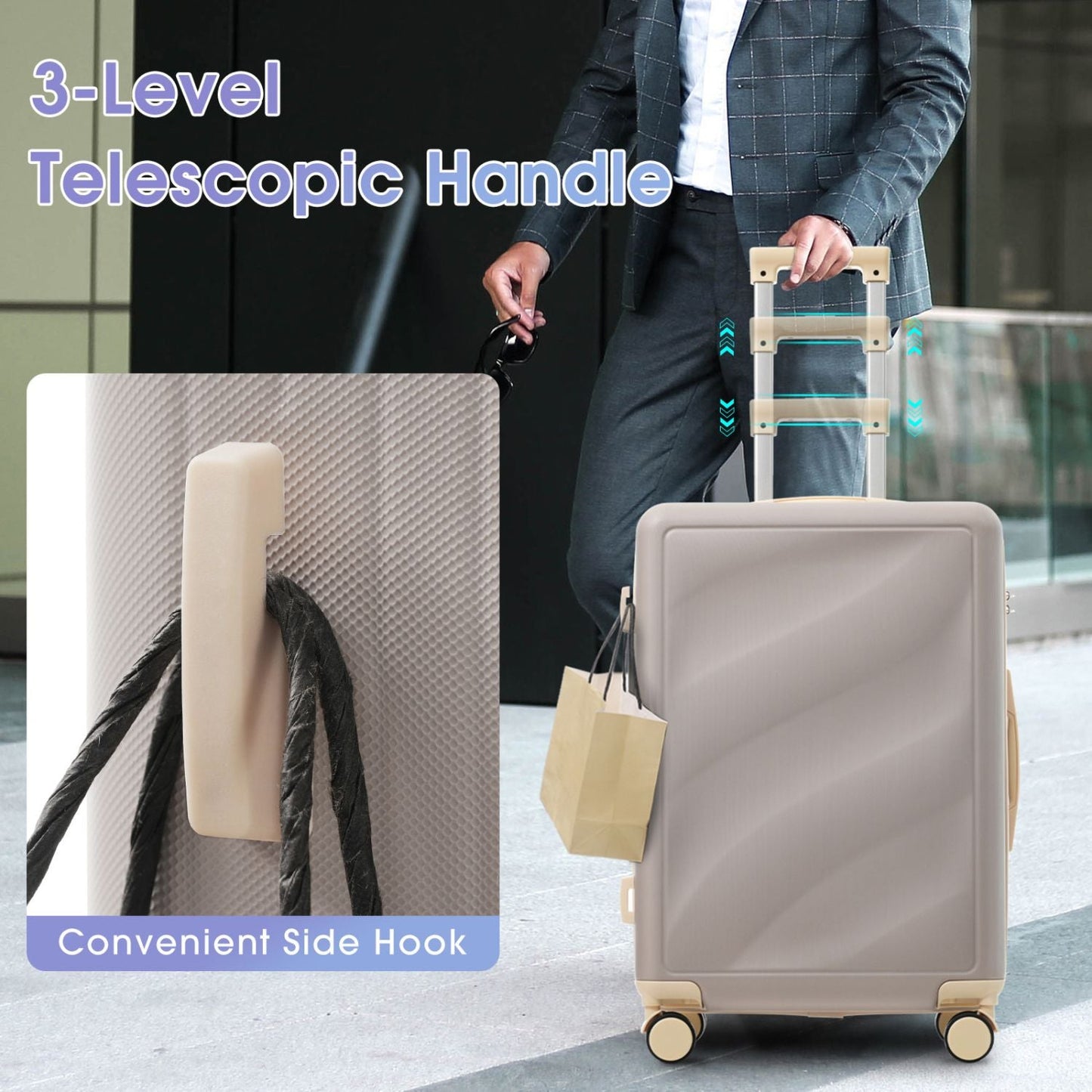 Luggage Set 3 Piece, Lightweight Durable ABS Suitcases with Spinner Wheels and TSA Lock, Carry-on & Checked Travel Luggage (20"/24"/28") New Era Fashion LLc