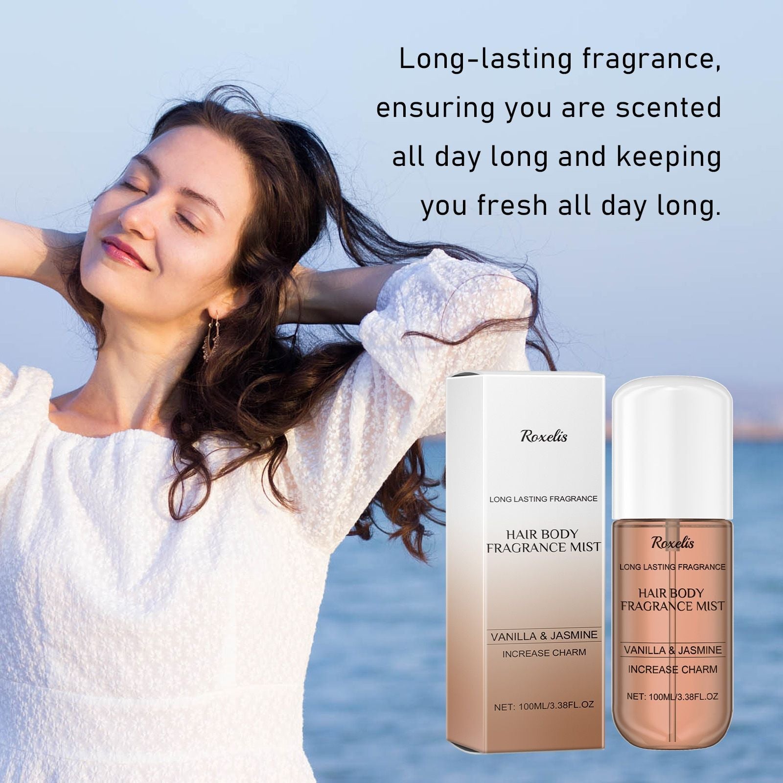 Roxelis Vanilla Jasmine Fragrance Spray, Behind The Ears Neck Wrist Natural Fresh Fragrance Long-Lasting Fragrance New Era Fashion LLc