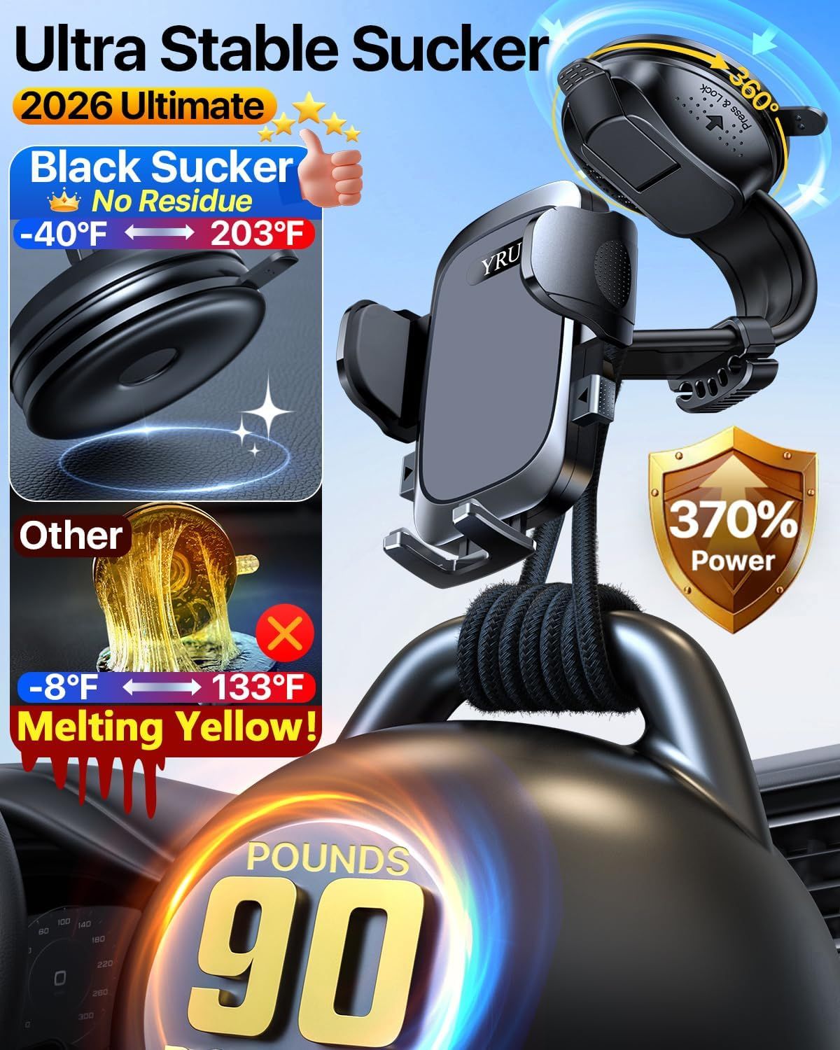 2026 Ultimate Car Phone Holder Mount Bendable & Adjustable Aluminum Arm Cell Phone Holder for Car Dashboard Windshield Phone Stand for iPhone 17 16 15 14 Pro Max Samsung Pickup Truck New Era Fashion LLc