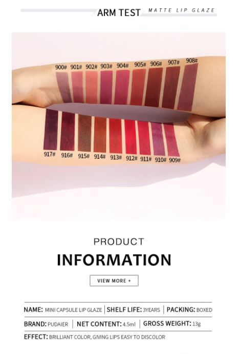 PUDAIER® Mini Capsule Matte Liquid Lipstick - Color #900 New Era Fashion LLc