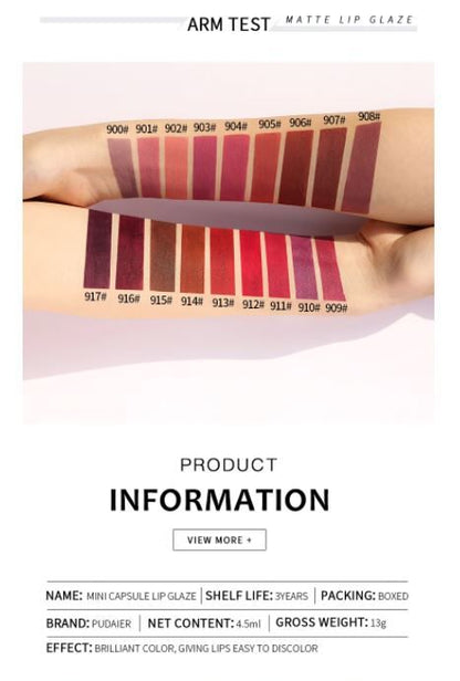 PUDAIER® Mini Capsule Matte Liquid Lipstick - Color #900 New Era Fashion LLc