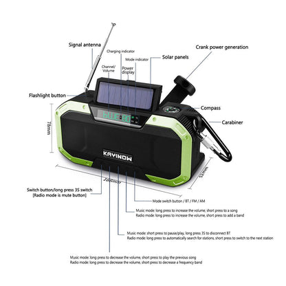 Solar Radio Hand Crank Emergency Flashlight Reading Light AM FM NOAA Phone Charger SOS Alarming Outdoor Survival Power Bank New Era Fashion LLc