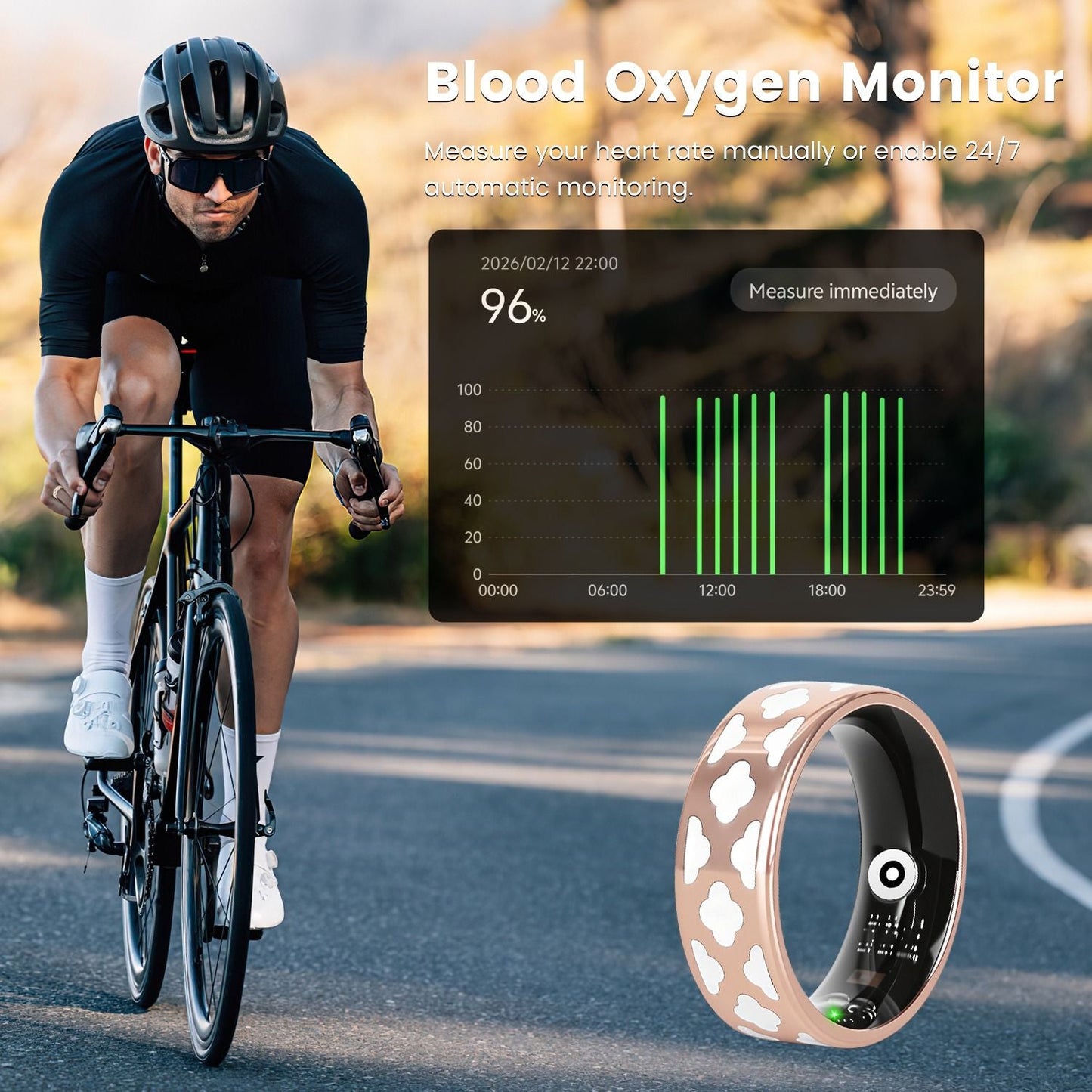 Size7/8/9/10 Options -- 1Pc Smart Ring Health Tracker Fitness/Sleep/Stress/HRV Tracker with Charging Case Magnetic Charging Cable for Women & Men Compatible with iOS & Android 7-Day Battery Life New Era Fashion LLc