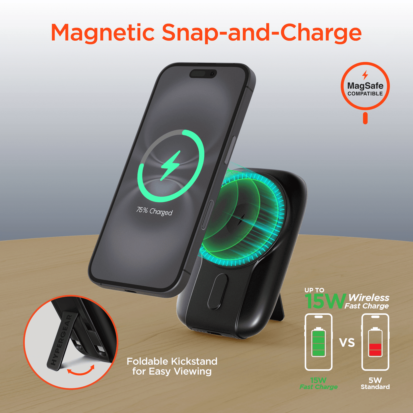 HyperGear Mag Grip Go 5000mAh Wireless Power Bank New Era Fashion LLc