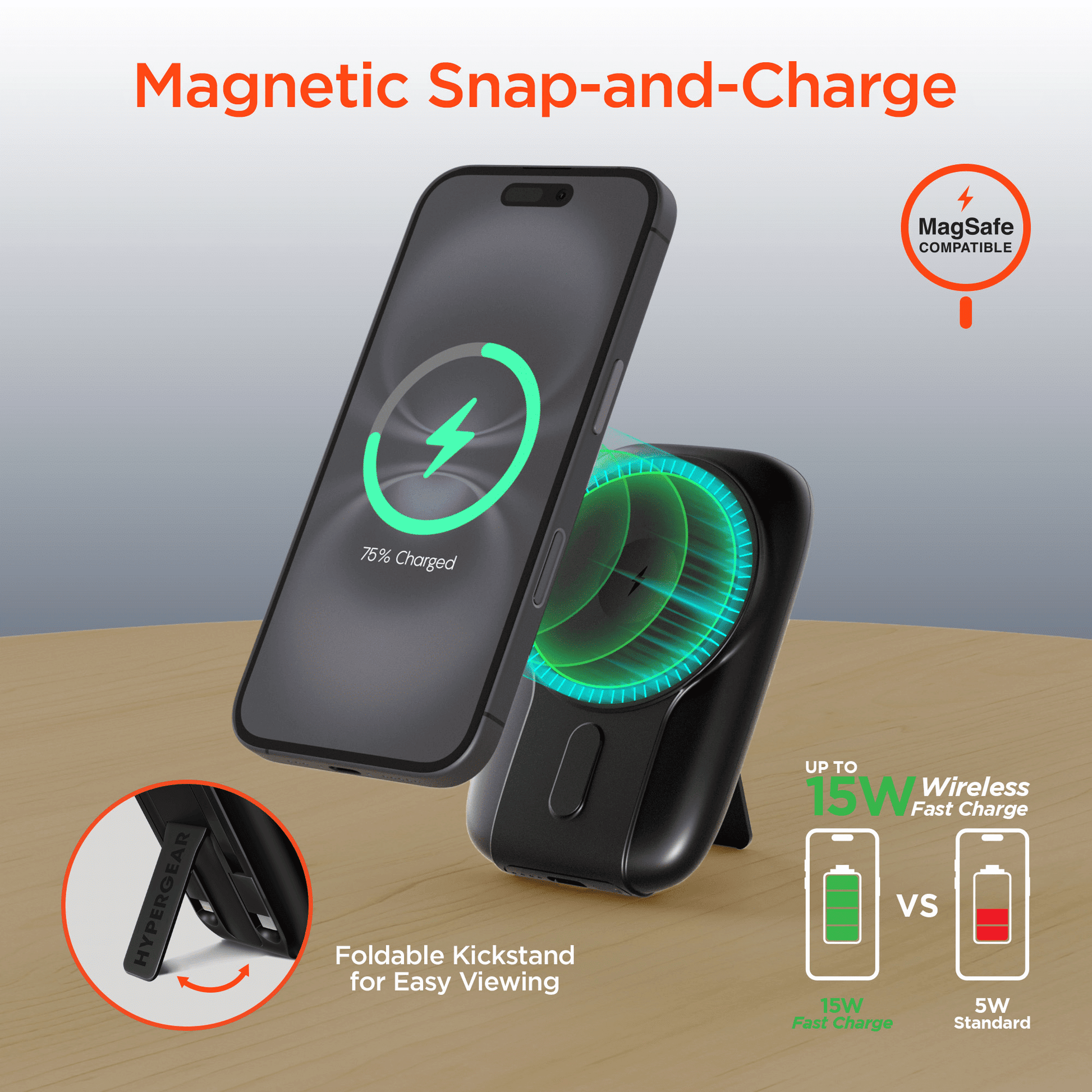 HyperGear Mag Grip Go 5000mAh Wireless Power Bank New Era Fashion LLc