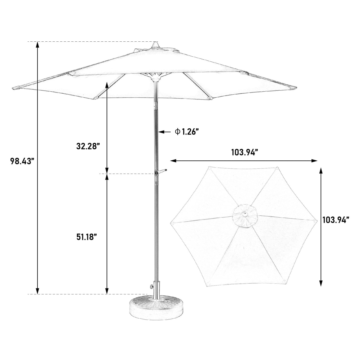 9FT Outdoor Patio Umbrella,Outdoor Table Umbrella with 6 Sturdy Ribs, Push Button Tilt and Crank,Yard Umbrella, Market Umbrella for Deck, Backyard, Pool (Base Not Included),Navy Blue New Era Fashion LLc