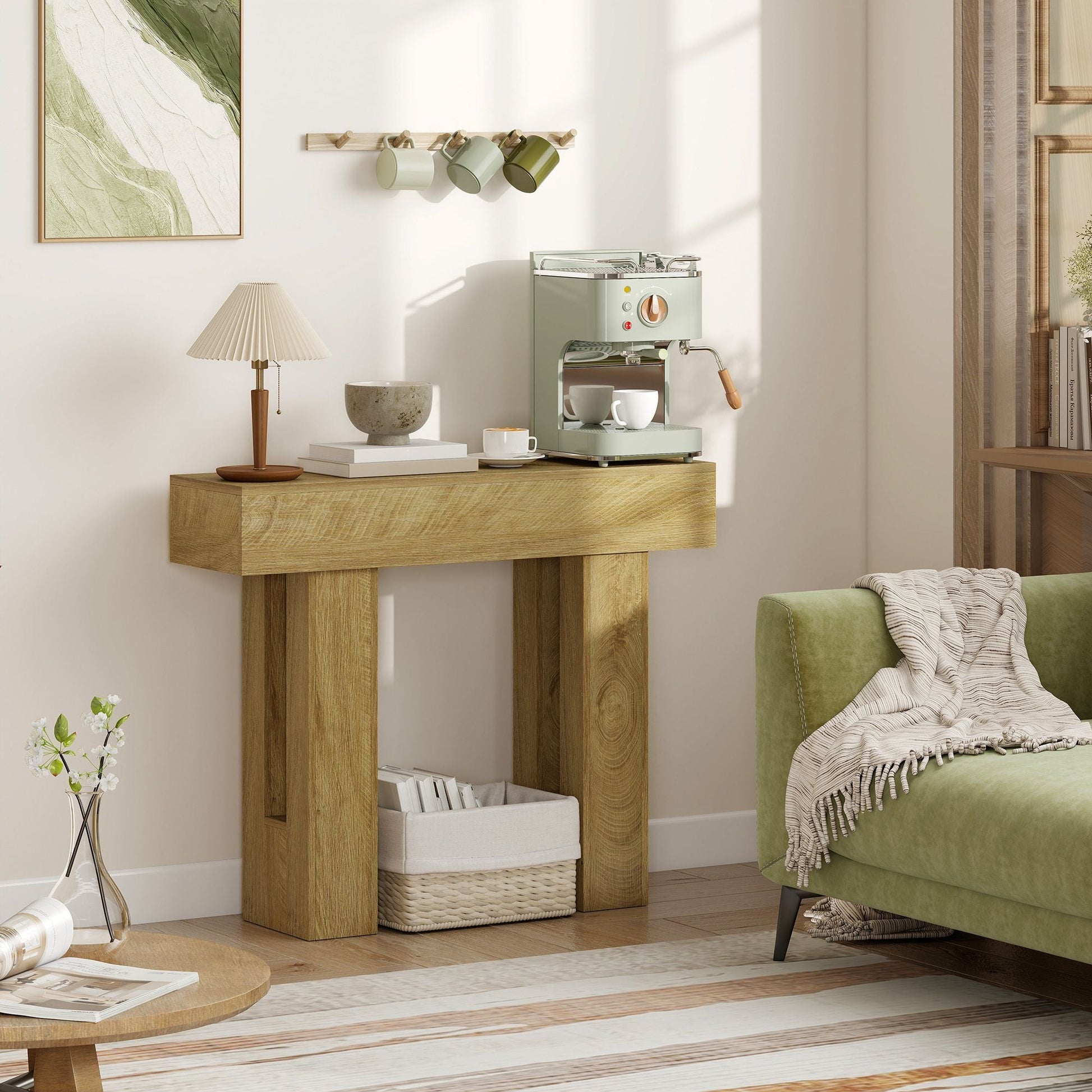 42 Inch Console Table, Sofa Table Behind the Couch with Thickened Tabletop for Living Room, Hallway, Entrance, Oak New Era Fashion LLc