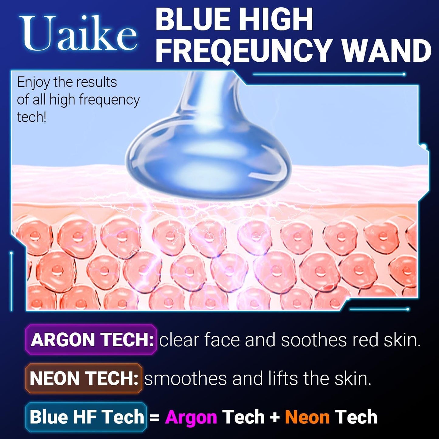 High Frequency Wand 'C Violet Portable Skin Therapy Machine for Anti-Aging - Skin Tightening - Wrinkle Reducing - Dark Circles - 4 in 1 New Era Fashion LLc