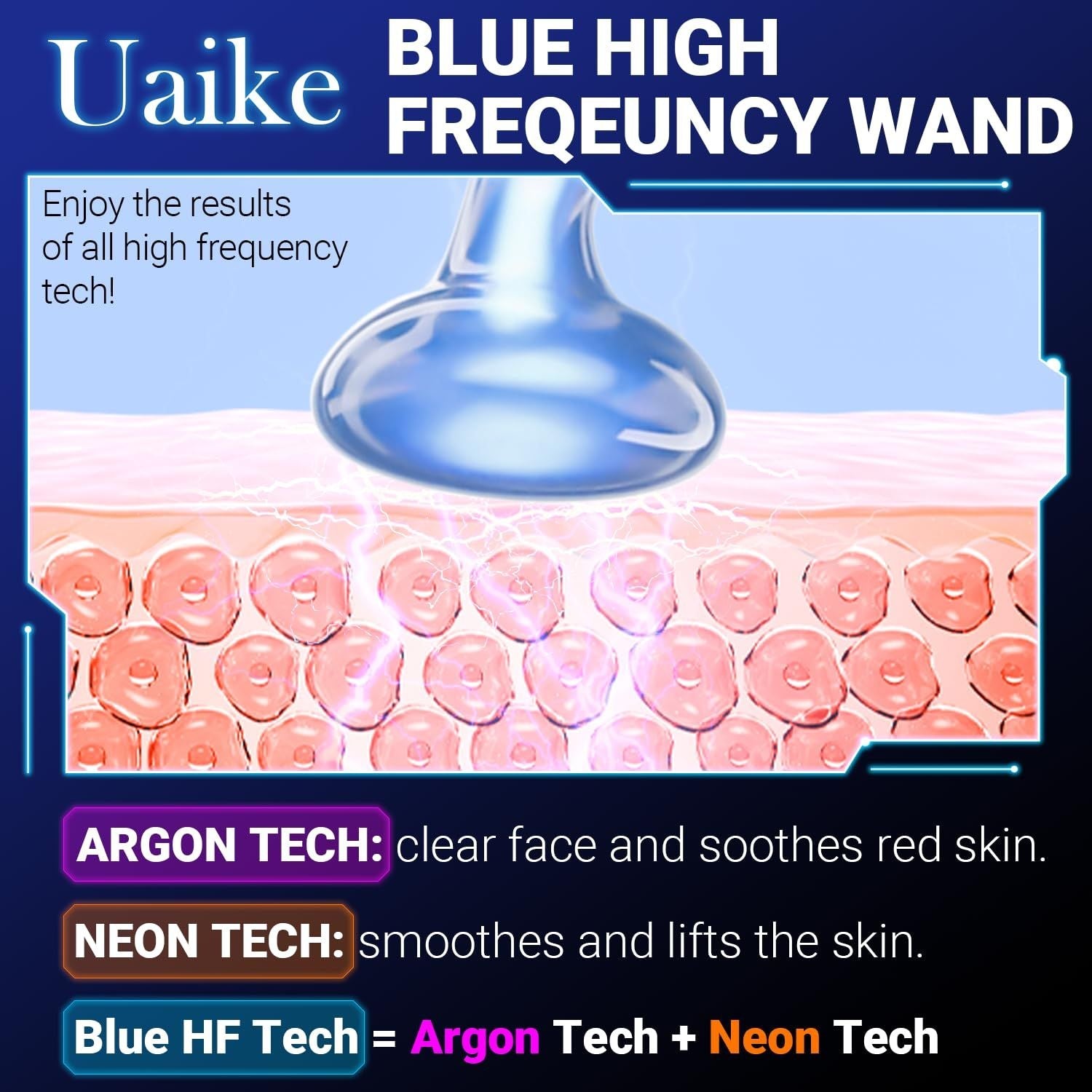High Frequency Wand 'C Violet Portable Skin Therapy Machine for Anti-Aging - Skin Tightening - Wrinkle Reducing - Dark Circles - 4 in 1 New Era Fashion LLc