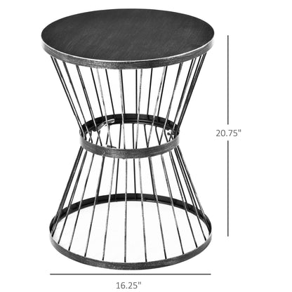 Patio End Table 16" Steel Side Table with Hourglass Design Black Accent Table for Outdoor and Indoor Use New Era Fashion LLc
