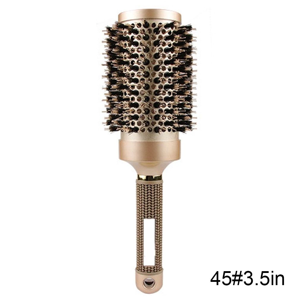 Round Brush For Blow Drying; Nano Thermal Ceramic & Ionic Tech Hair Brush With Boar Bristles; Professional Round Barrel Brush For Styling; Curling And Straightening New Era Fashion LLc