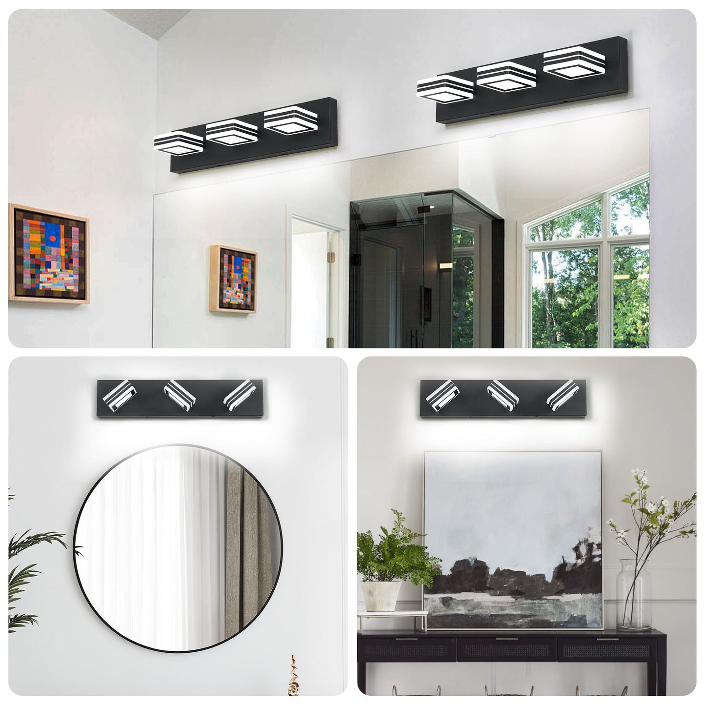 Matte Black Vanity Light Fixtures 3 Lights Up and Down LED Modern Bathroom Vanity Lights Over Mirror Acrylic Black Bath Wall Lighting New Era Fashion LLc
