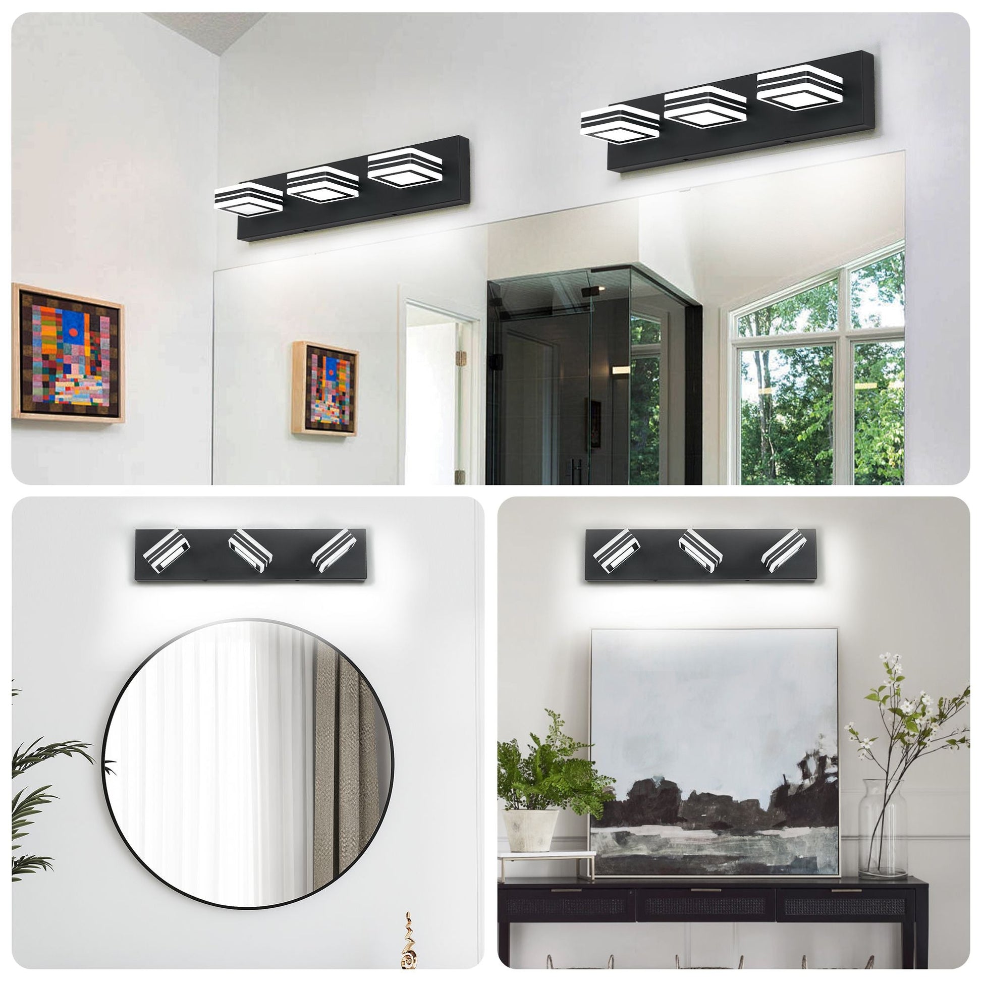 Matte Black Vanity Light Fixtures 3 Lights Up and Down LED Modern Bathroom Vanity Lights Over Mirror Acrylic Black Bath Wall Lighting New Era Fashion LLc