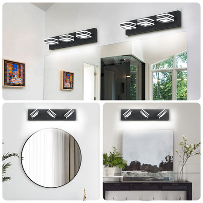 Matte Black Vanity Light Fixtures 3 Lights Up and Down LED Modern Bathroom Vanity Lights Over Mirror Acrylic Black Bath Wall Lighting New Era Fashion LLc