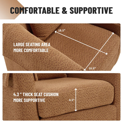 Swivel Accent Chair with Ottoman Set, Modern Chenille Barrel Armchair with Removable Back Pillow & 2 Armrest Covers for Living Room, Bedroom, Office, Yellow New Era Fashion LLc
