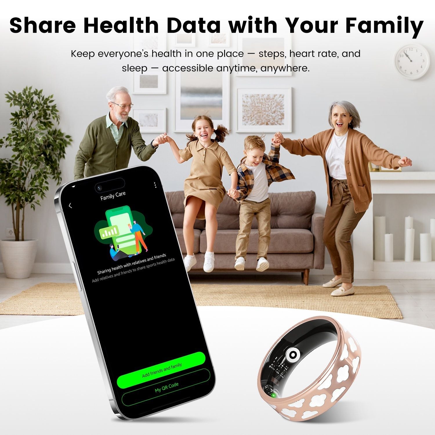 Size7/8/9/10 Options -- 1Pc Smart Ring Health Tracker Fitness/Sleep/Stress/HRV Tracker with Charging Case Magnetic Charging Cable for Women & Men Compatible with iOS & Android 7-Day Battery Life New Era Fashion LLc
