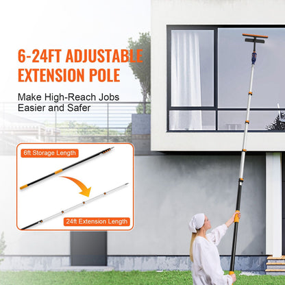 Telescoping Pole, 6 to 24 FT Pole, Extension Multi-Purpose Pole, Sturdy Aluminum Alloy Paint Extendable Pole with Flip-Lock Design, Telescopic Pole for Painting, Dusting and Cleaning New Era Fashion LLc