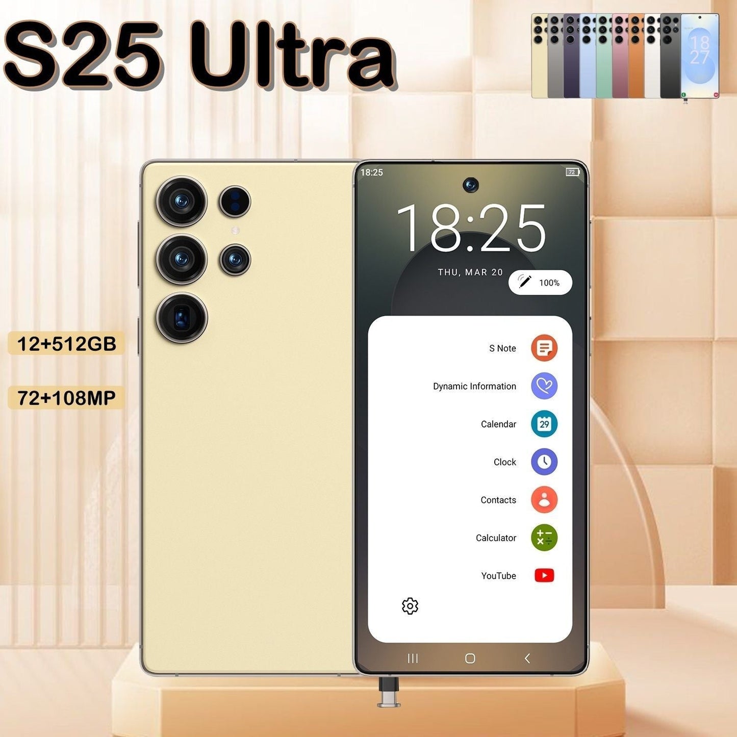 I25 Ultra 5G Smartphone, Unlocked Cell Phone, 6.8" HD Screen Unlocked Phones,  , 6000mAh Battery, Built in Pen, 12+512GB, Android 14, Face ID+Fingerprint Lock New Era Fashion LLc