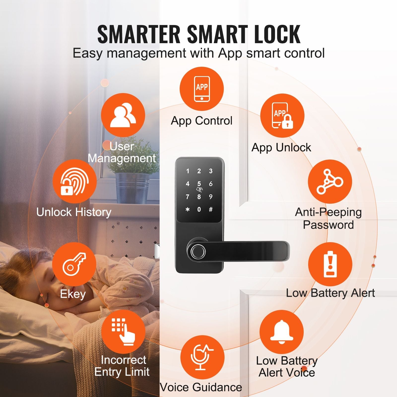 Smart Lock, 5-in-1 Smart Door Knob, Fingerprint Deadbolt with App Control, Bluetooth Smart Lock, Keyless Entry Door Lock with Handle, Biometric Door Lock, Keypad Digital Door Lock for Front Door New Era Fashion LLc