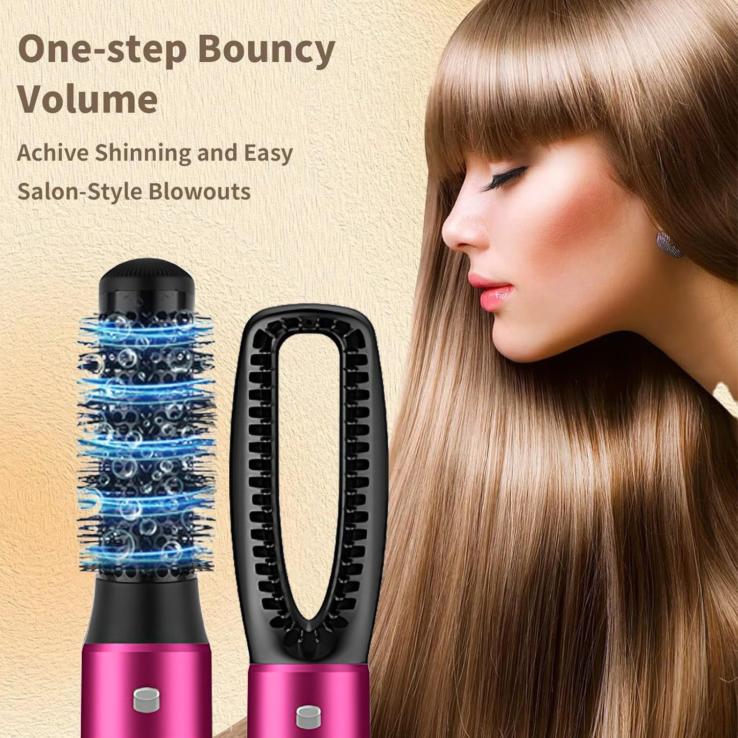 5 in 1 Hair Dryer Brush Kit, Blow Dryer Brush for Drying, Straightening, Volumizing, Curling and Styling Hair - 1000W - Gold New Era Fashion LLc