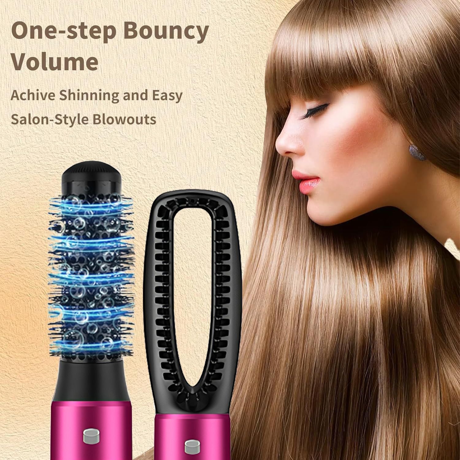 5 in 1 Hair Dryer Brush Kit, Blow Dryer Brush for Drying, Straightening, Volumizing, Curling and Styling Hair - 1000W - Gold New Era Fashion LLc