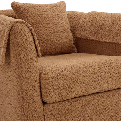Swivel Accent Chair with Ottoman Set, Modern Chenille Barrel Armchair with Removable Back Pillow & 2 Armrest Covers for Living Room, Bedroom, Office, Yellow New Era Fashion LLc