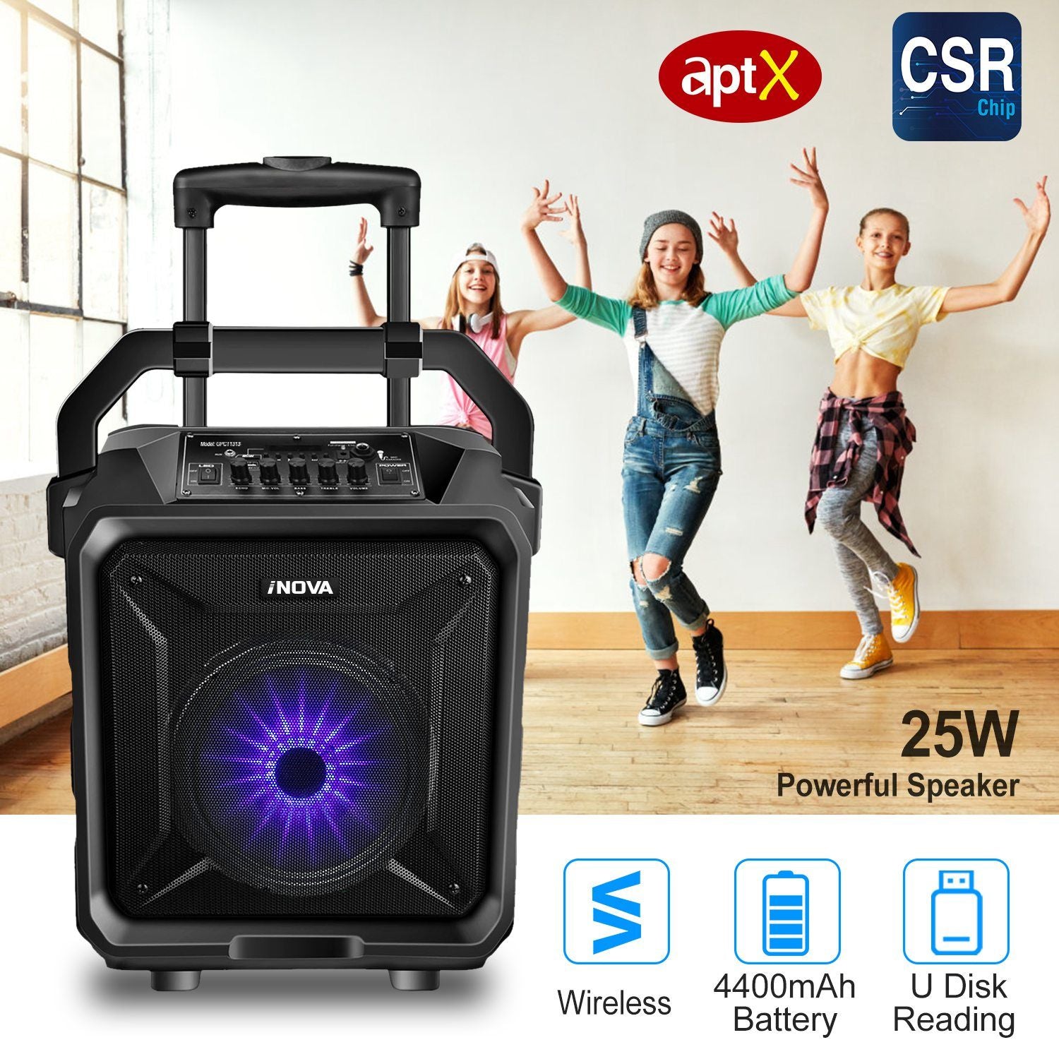 Portable Wireless Party Speaker with Disco Lighting New Era Fashion LLc