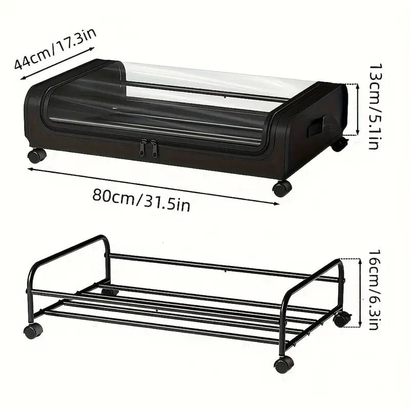 2 Pack Under Bed Storage Containers with Wheels Metal Frame Clothes Blanket Book Toy Organizer Box Rolling Space Saver Bins for Bedroom Closet Dorm New Era Fashion LLc