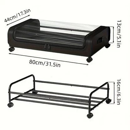 2 Pack Under Bed Storage Containers with Wheels Metal Frame Clothes Blanket Book Toy Organizer Box Rolling Space Saver Bins for Bedroom Closet Dorm New Era Fashion LLc