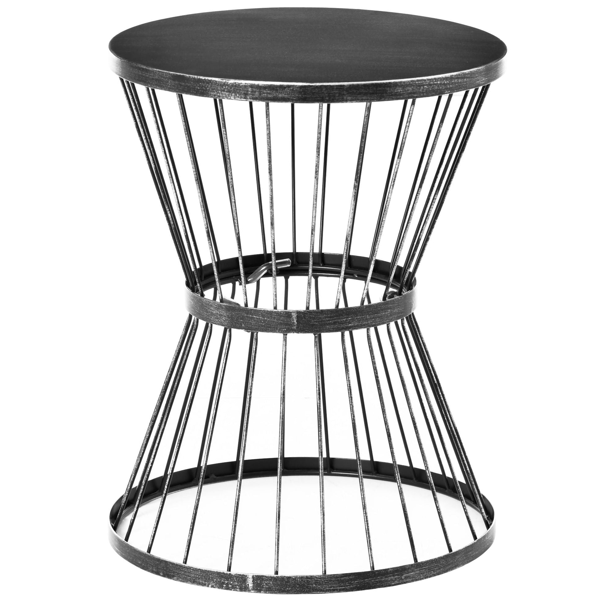Patio End Table 16" Steel Side Table with Hourglass Design Black Accent Table for Outdoor and Indoor Use New Era Fashion LLc