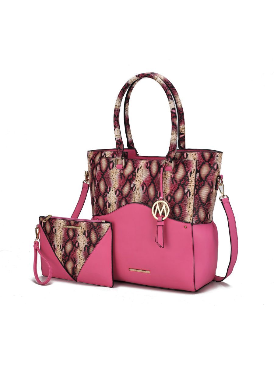 MKF Collection Iris Snake Embossed Vegan Leather Women Tote Bag with matching Wristlet Pouch by Mia k New Era Fashion LLc