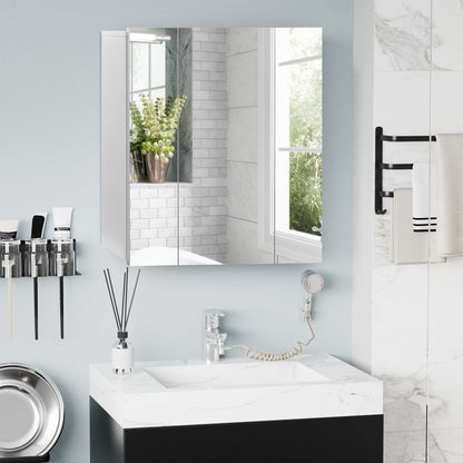 Wall Mounted Mirror Cabinet, Bathroom Medicine Cabinet with Mirror, 3 Doors and Adjustable Shelves, White New Era Fashion LLc