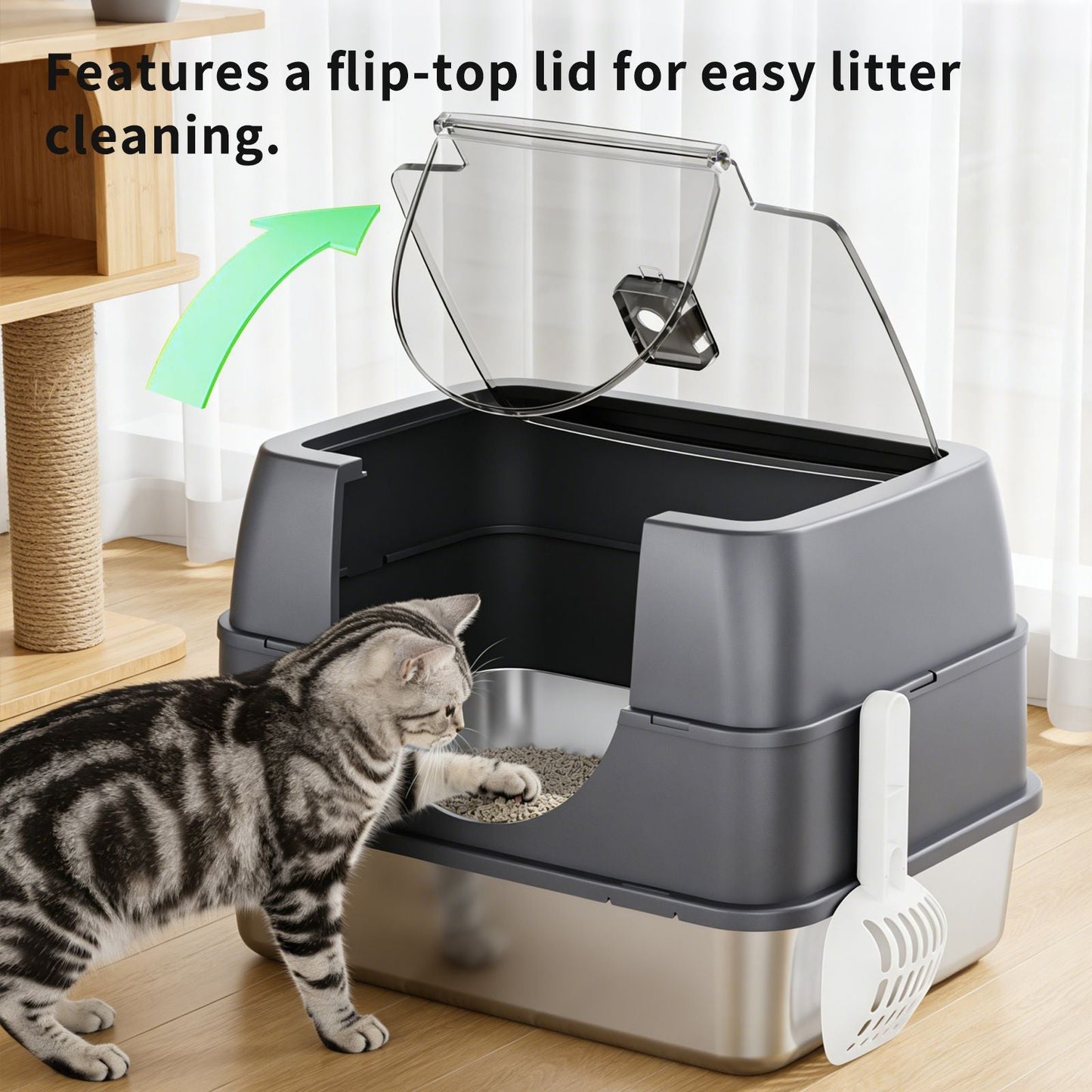 Galaxy stainless steel cat litter box, sturdy, durable, easy to clean, odorless, non stick to sand, a choice for cross-border quality New Era Fashion LLc