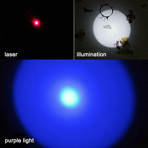 3 in1 1mw USB Rechargeable Pet Toy Pen Flashlight Red laser Beam UV Light 3-Modes Lamp New Era Fashion LLc